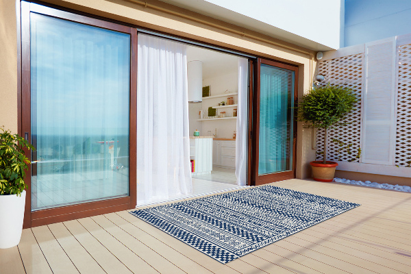 Modern outdoor rug geometric trail