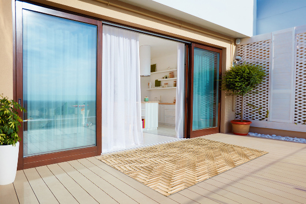 Outdoor carpet for terrace wicker texture