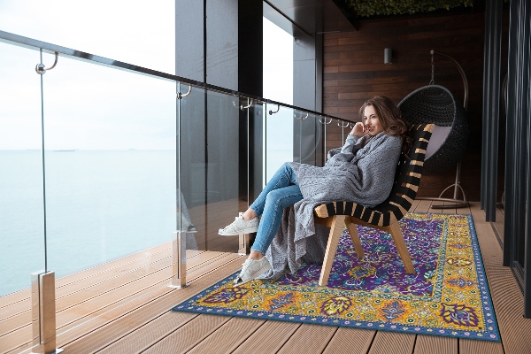 Printed carpet for terrace patio Persian style beautiful details