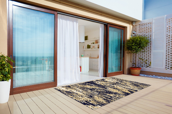 Outdoor mat for patio Yellow stripes Retro