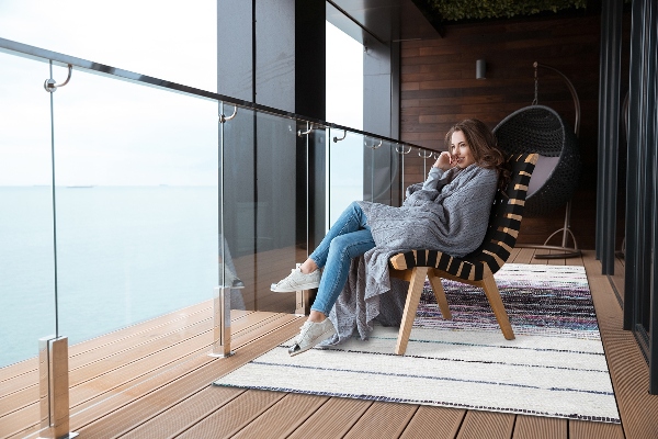 Carpet for terrace garden balcony colorful stripes
