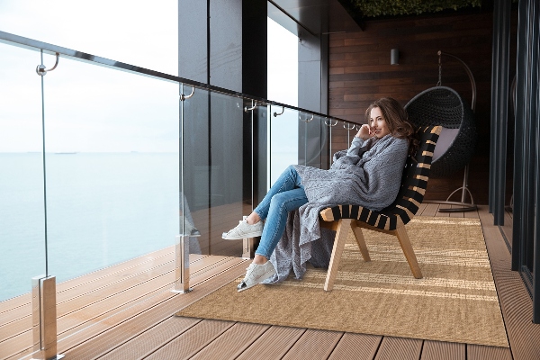 Carpet for terrace garden balcony Beige lines