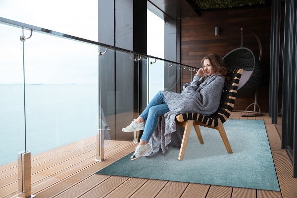 Modern outdoor carpet blue concrete