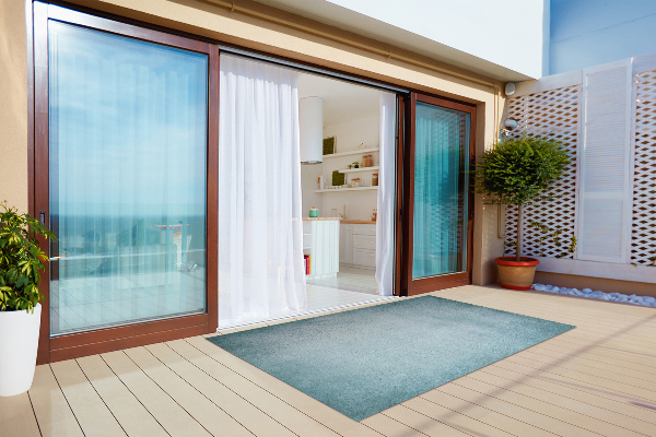 Modern outdoor carpet blue concrete