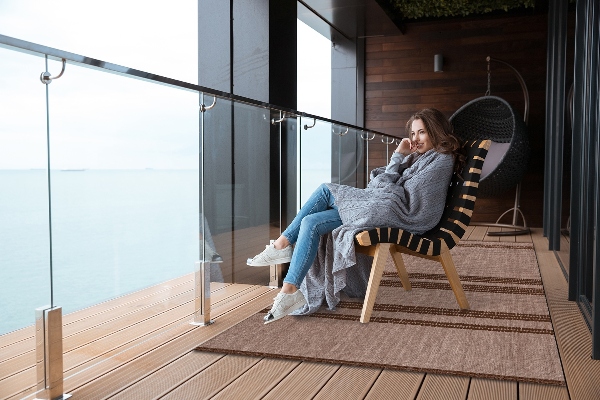 Modern outdoor carpet Brown in lines