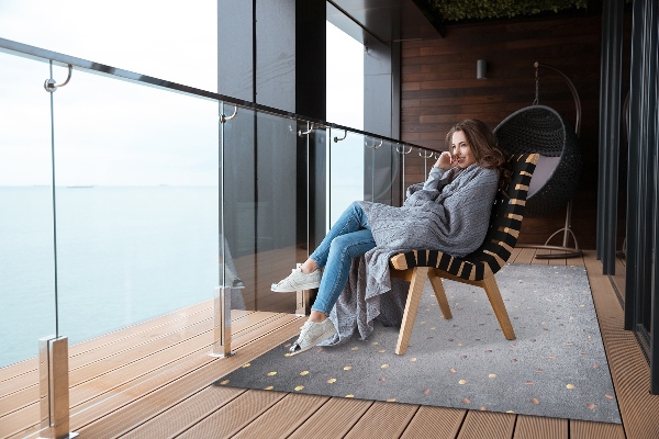 Outdoor rug for terrace Gold dots