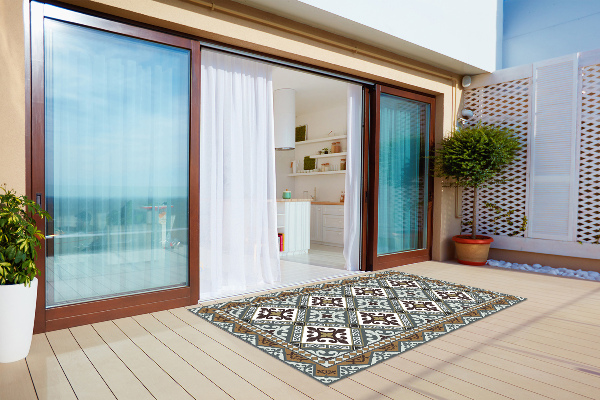 Modern terrace mat geometric flowers