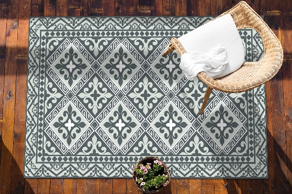 Rug for balcony or terrace Geometric pattern flowers