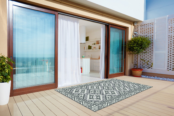 Rug for balcony or terrace Geometric pattern flowers