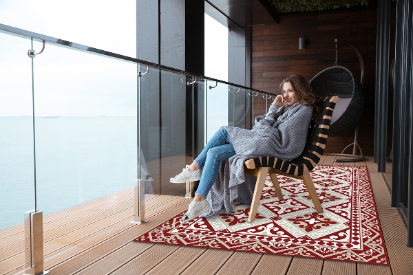 Carpet for terrace garden balcony flowery pattern