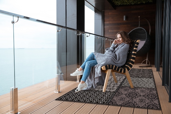 Printed carpet for terrace patio The combination of different designs