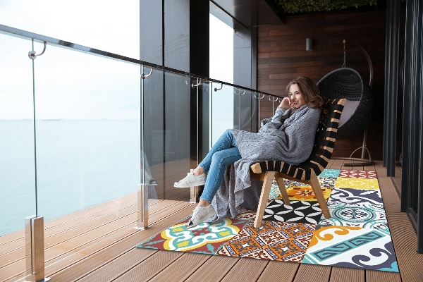 Modern outdoor rug Mix colorful patterns
