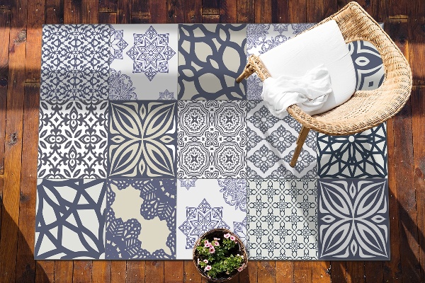 Modern balcony rug ethnic mix