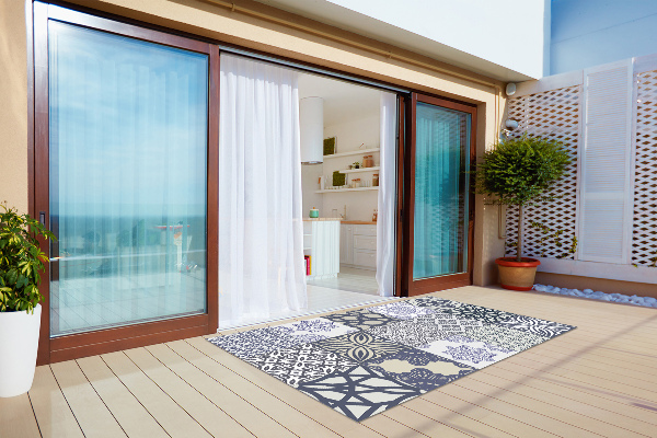 Modern balcony rug ethnic mix