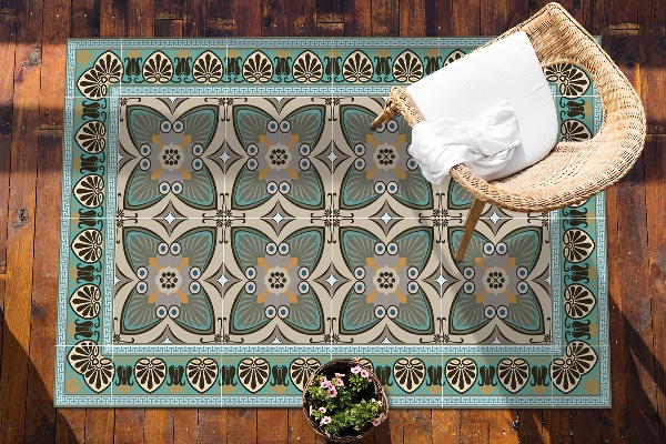Outdoor mat for patio Pattern peacock feathers