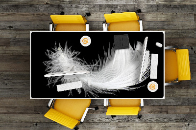 Large desk mat for children white feather