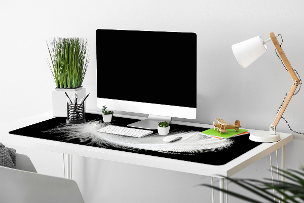 Large desk mat for children white feather