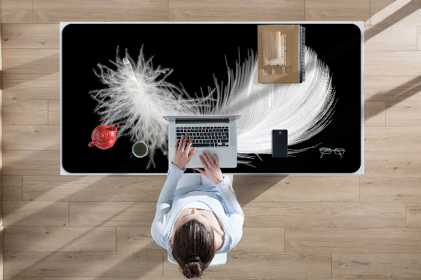 Large desk mat for children white feather