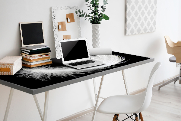 Large desk mat for children white feather
