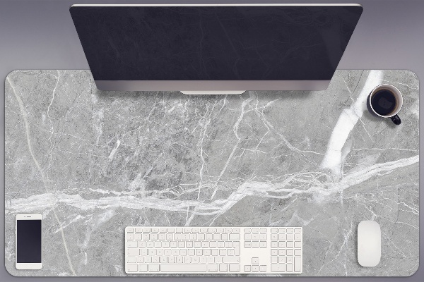 Large desk pad PVC protector gray marble