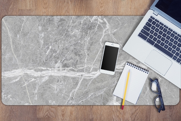 Large desk pad PVC protector gray marble