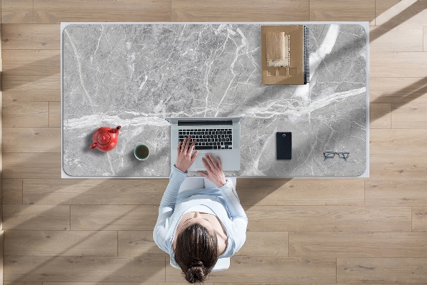 Large desk pad PVC protector gray marble