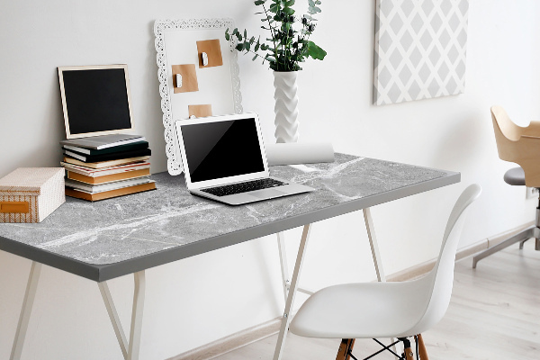 Large desk pad PVC protector gray marble