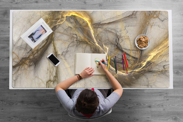 Large desk pad PVC protector Marble gold