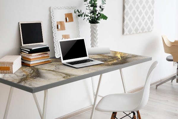 Large desk pad PVC protector Marble gold