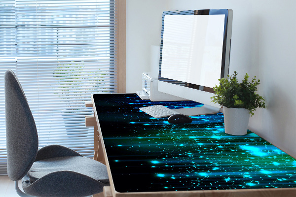 Desk mat blue particles