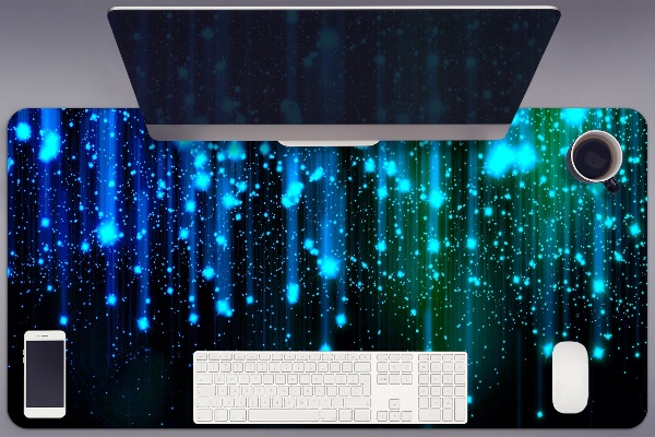 Desk mat blue particles