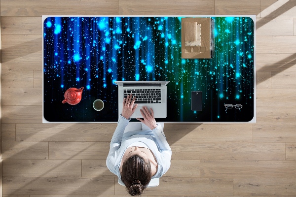 Desk mat blue particles