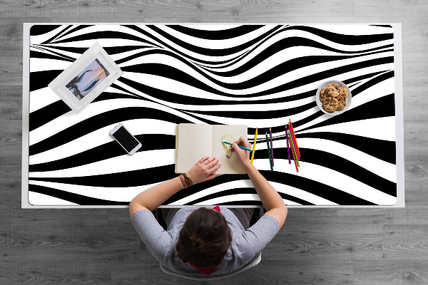Full desk pad Black and white waves