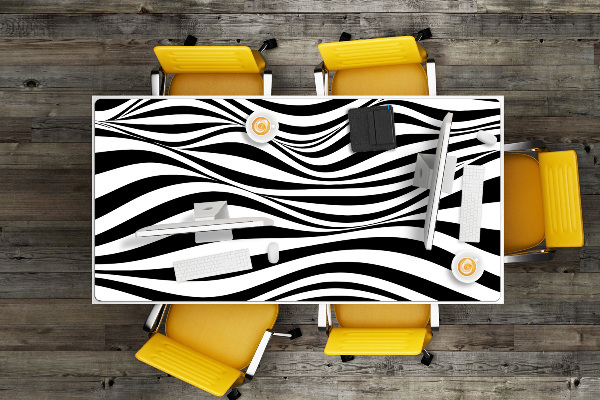 Full desk pad Black and white waves