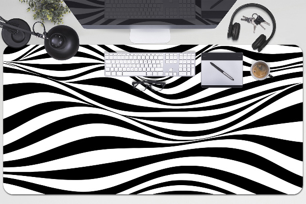 Full desk pad Black and white waves