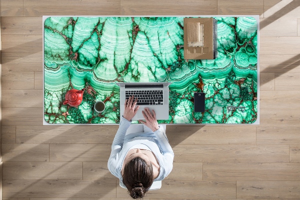 Large desk mat table protector Marble turquoise
