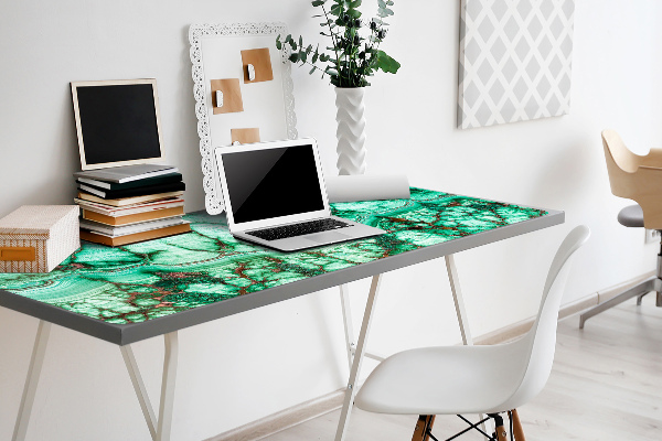 Large desk mat table protector Marble turquoise