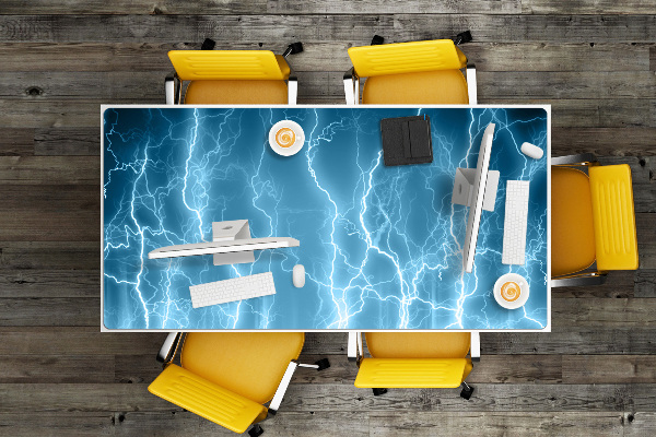 Desk mat blue lightning