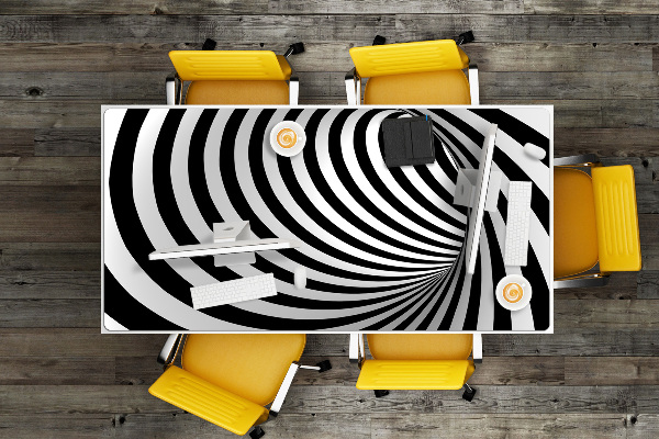 Full desk protector Black and white whirl