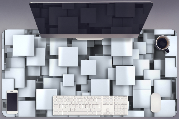Large desk pad PVC protector gray blocks