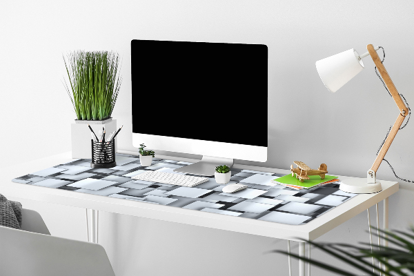 Large desk pad PVC protector gray blocks
