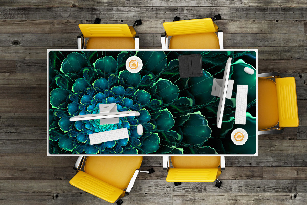 Large desk mat table protector green flower