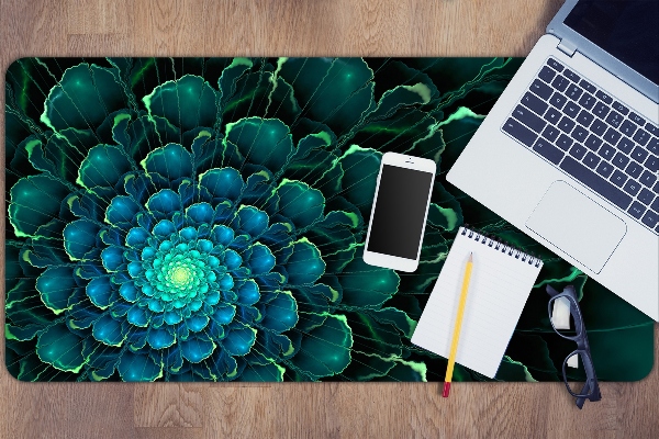Large desk mat table protector green flower