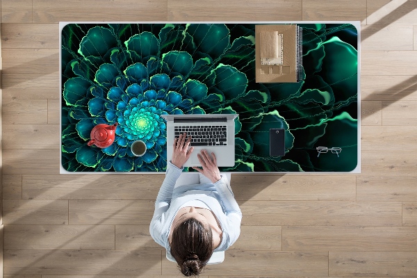 Large desk mat table protector green flower