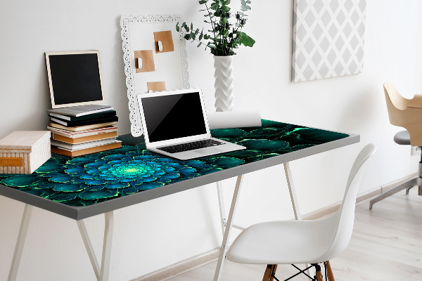 Large desk mat table protector green flower