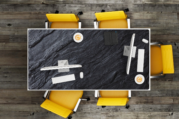 Large desk mat table protector black marble