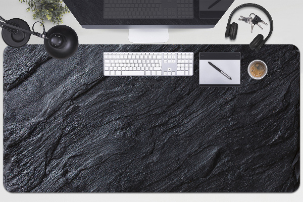 Large desk mat table protector black marble