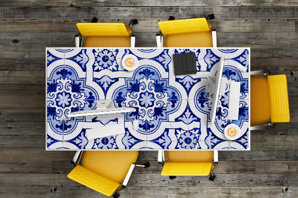 Desk mat blue tiles