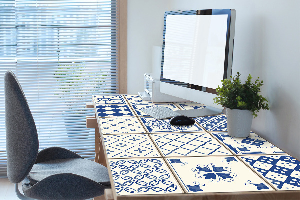 Desk mat tiles blue