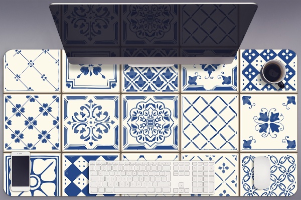Desk mat tiles blue